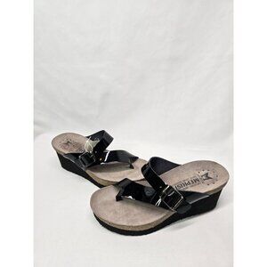 MEPHISTO Patent Black Slide Wedges - Tyfanie Black Size EUROPEAN 36 US Size 6